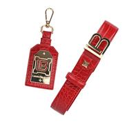Laura Biagiotti Set de Regalo Mujer - Cinturón Ajustable y Llavero, Piel Sintética con Grabado Cocodrilo, Rojo