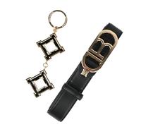 Laura Biagiotti Set Regalo Mujer - Cinturón Ajustable y Llavero, Piel Sintética Negra