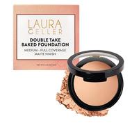 LAURA GELLER NEW YORK Double Take Base de Maquillaje en Polvo Cocido de Cobertura Total de Larga Duración - Base de Maquillaje Antiedad Acabado Mate, Transpirable, sin Efecto Empolvado - Fair