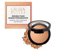 LAURA GELLER NEW YORK Double Take Base de Maquillaje en Polvo Cocido de Cobertura Total de Larga Duración - Base de Maquillaje Antiedad Acabado Mate, Transpirable, sin Efecto Empolvado - Medium