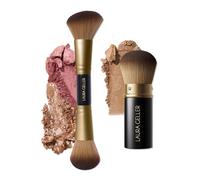 LAURA GELLER NEW YORK Face It All - Juego de 2 brochas de maquillaje retráctiles para aerógrafo Kabuki + cepillo para rubor y bronceador de doble punta