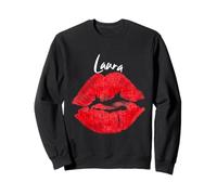 Laura Red Lips Nombre Personalizado Sudadera