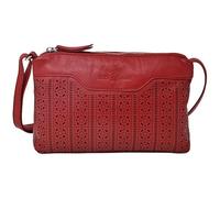 Laura Valle Bandolera Pequeña Mujer de Piel BELMA - Bolso Bandolera Mujer con Diseño Elegante y Filigrana Artesanal | Bolsos de Piel Autentica Ideal para el Día a Día con Estilo (Rojo)