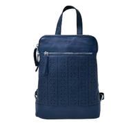 Laura Valle Mochila Piel Mujer Auténtica Modelo Flamenco - Bolso Mujer Verano Juvenil y Elegante Bolso Cuero Diseño Repujado y Bolsillo Antirrobo Seguro (Azul)