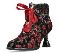 Laura Vita Botines Mujer Cinta de Raso Estrás Y Estampado Flores Oliveo 03