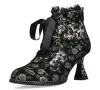 Laura Vita Botines Mujer Cinta de Raso Estrás Y Estampado Flores Oliveo 03