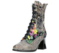 Laura Vita Botines Mujer Cuero Cordón Modelo Mix Flores Remaches Jacbo 08