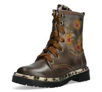 Laura Vita Botines Mujer Cuero Flores Patrón de Leopardo Cinta de Raso Incaso 40