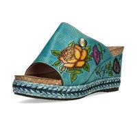 Laura Vita Mulas de Piel para Mujer Facyo 71, Talla:37 EU, Color:Turquesa