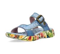 Laura Vita Pantolette Sandalias Plateau Floral SANAO 51 Azules Naranja