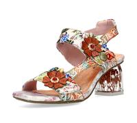 Laura Vita Sandalia Dama Floral Tacón Bloque Transparente Framboiseo 26