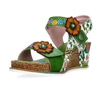 Laura Vita Sandalias Fashion de Cuero Mujer Bonito 38, Talla:37 EU, Color:Verde