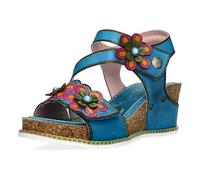 Laura Vita Sandalias Fashion de Cuero Mujer Bonito 39, Talla:38 EU, Color:Turquesa