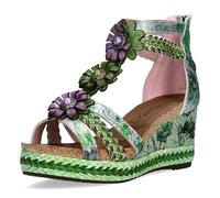 Laura Vita Sandalias Fashion de Cuero Mujer Facyo 72, Talla:39 EU, Color:Verde