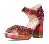 Laura Vita Sandalias Fashion de Cuero Mujer NACIO-325, Talla:38 EU, Color:Rojo