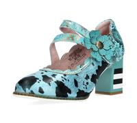 Laura Vita Zapatos Tacón Bloque KACIO 12 Piel Vacuno Apliqué Flor
