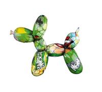 Laure TERRIER Estatua de Perro Globo en Resina Verde y Multicolor, de 18 de Alto por 22 centímetros de Largo, para colección o decoración