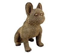 Laure TERRIER Gran Estatua de Bulldog Francés en Madera Mimbre, Altura 33 centímetros, para colección o decoración