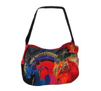 Laurel Burch Zeckos Medium Hobo Zipper Top 15" X4-1/2 X9-Wild Horses of Fire