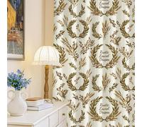 Laurel - Cortinas opacas rústicas naturales con diseño de corona de hierbas, color verde otoño, sin arrugas, cortinas de privacidad para sala de estar, cocina, 52 x 84 pulgadas