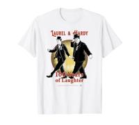 Laurel & Hardy 100 años de Risa Comedia clásica Camiseta gráfica económica, Hombre, Blanco, S