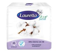 Laurella - Absorbentes Ultra Alas día de algodón, 12 unidades