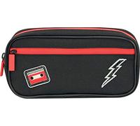 Lauren & Johnny 50508 Johnny - Estuche con cremallera para lápices, 21 x 6 x 10 cm, color negro con detalles en rojo