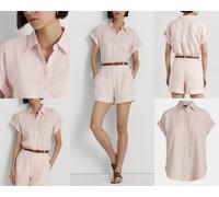 Lauren Ralph Lauren Camisa De Lino Broono De Manga Dolman Blusa Tee Lino Top S