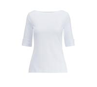 Camiseta con cuello barco de manga corta Mujer Talla XS. Color Blanco