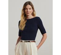 LAUREN RALPH LAUREN Camiseta con cuello barco de manga corta. Color Azul Marino