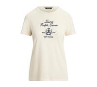 Ralph Lauren- Camiseta de Cuello Redondo con Logotipo Estampado- Tops- Mujer- Beige- L- Camiseta de Cuello Redondo con Logotipo Estampado