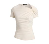 Cream Camiseta de punto de algodón anudada XS