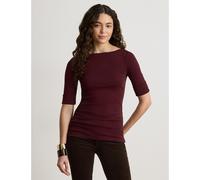 LAUREN RALPH LAUREN Camiseta de manga corta y cuello barco, JUDY. Color burdeos