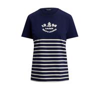 Blue Camiseta de punto con logotipo bordado S