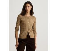 LAUREN RALPH LAUREN Cárdigan de cuello redondo con punto trenzado. Color camel