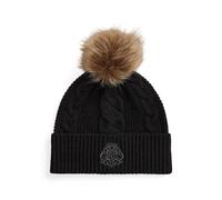 Black Gorro de punto con pompón y escudo TALLA ÚNICA