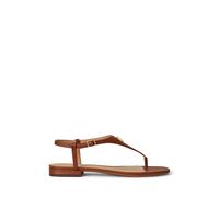LAUREN RALPH LAUREN Sandalias de piel planas con tiras. Color Tan