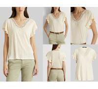 Lauren Ralph Lauren Siglay Camisa Top De Lino Con Cuello En V Y Volantes S