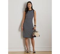 Ralph Lauren- Vestido midi sin mangas con adorno de botones a rayas- Dresses- Mujer- Azul- 2XS- Vestido midi sin mangas con adorno de botones a rayas