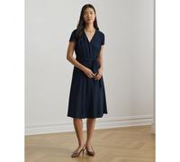 LAUREN RALPH LAUREN Vestido midi envolvente de manga corta. Color azul marino