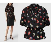Lauren Ralph Tie-Neck Floral Blusa Camisa Top Camiseta MANGA LARGA