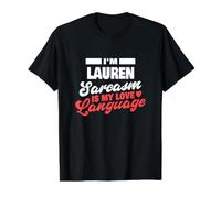 Lauren Sarcasmo Amor Lenguaje Diciendo Divertido Nombre Lauren Camiseta gráfica económica, Hombre, Negro, L