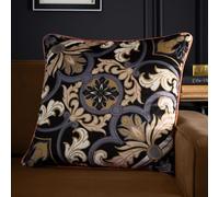 Laurence Llewelyn-Bowen - Cojín Decorativo Negro de Lujo, 55 x 55 cm, diseño Reversible a Rayas, cojín Bohemio Negro con Relleno/Relleno, Borde Ribeteado, cojín Bohemio Negro