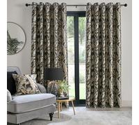 Laurence Llewelyn-Bowen - Cortinas de Palmera Tropical Negra de 46 x 54 Pulgadas de Largo (117 x 137 cm) - Cortinas Jacquard con Hojas Florales/Grano, Cortinas de Lujo para Sala de Estar y Dormitorio