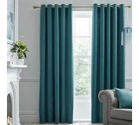 Laurence Llewelyn-Bowen Cortinas Opacas de Terciopelo Verde Azulado, 2 Paneles, 168 x 229 cm, con Ojales, térmicas/insonorizadas, para Dormitorio, colección Montrose