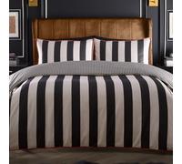 Laurence Llewelyn-Bowen Festivo - Funda de edredón a Rayas de Circo, tamaño Super King (260 x 220 cm), Suave satén 100% algodón, 2 Fundas de Almohada, Ropa de Cama de Rayas Blancas y Negras, Juego de