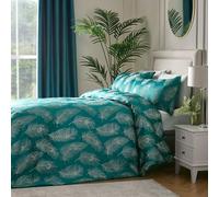 Laurence Llewelyn-Bowen - Funda de edredón de plumas de pavo real, tamaño doble (200 x 200 cm), 2 fundas de almohada, juego de ropa de cama jacquard en color verde azulado, ropa de cama de lujo, funda