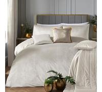 Laurence Llewelyn-Bowen Juego de Funda nórdica de Terciopelo para Cama de Matrimonio de 200 x 200 cm, Color Blanco Marfil, Ropa de Cama de Lujo Suave al Tacto, 2 Fundas de Almohada, Elegante Acabado