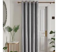Laurence Llewelyn-Bowen - Montrose - Cortina Opaca de Terciopelo con Ojales para Puerta, 168 x 214 cm, Color Plateado