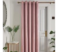 Laurence Llewelyn-Bowen - Montrose - Cortina Opaca de Terciopelo con Ojales para Puerta, 168 x 214 cm, Color Rubor